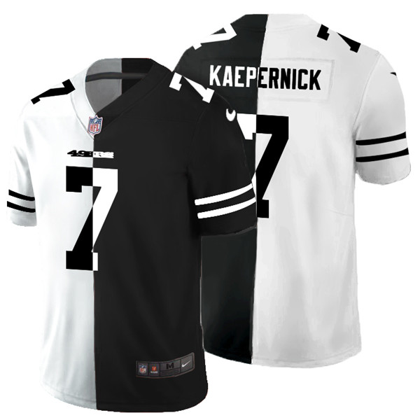 Men's San Francisco 49ers #7 Colin Kaepernick Black & White NFL Split Limited Stitched Jersey Men's San Francisco 49ers #7 Colin Kaepernick Black & White NFL Split Limited Stitched Jersey